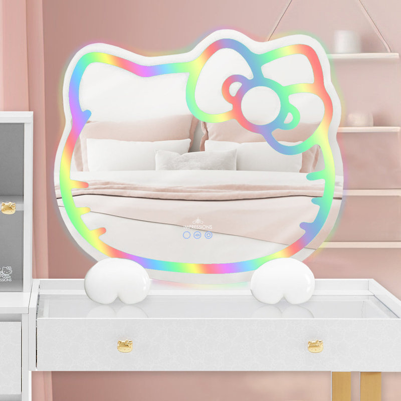 Bedroom wall mirror with led lights outlet